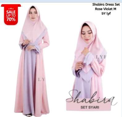 LYF set Shabira gamis khimar dress muslim remaja perempuan wanita syari original Magenta Cream XL