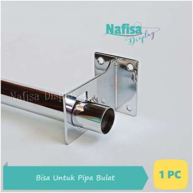 Nafisa Display [1Pc] Daun Braket Tempel Dinding Siku Bracket Penyangga Pipa Kotak Bulat SPPT