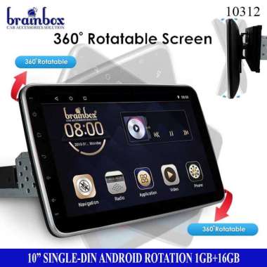 Brainbox Headunit Android Single Din 10 Inch 1GB + 16GB Rotation LCD TV Mobil Tape Mobil