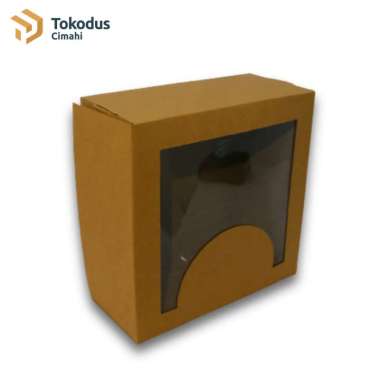 Karton Box Kue dan Makanan 20 x 20 x 9cm Mika Jendela Premium - Tokodus Coklat