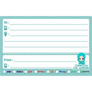 Stiker Olshop Label Alamat Pengiriman Sticker Online Shop Karakter Kartun (100 pcs) 11. Hijab Hijau