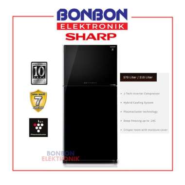 Sharp Kulkas 2 Pintu SJ-IG763PG-BK J-Tech Inverter
