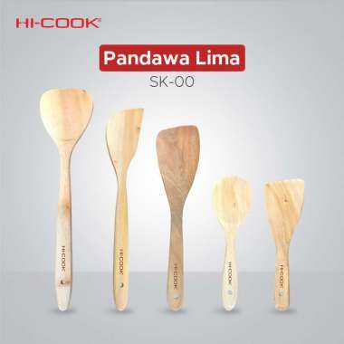 Hi-Cook Pandawa Lima Set Spatulla Kayu / Wooden Cooking Untensils Set - SK-00