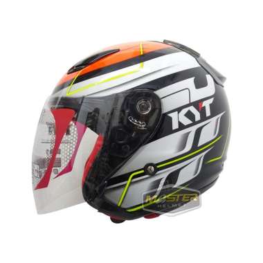 HELM HALF FACE KYT DJ MARU KYT DJMARU MOTIF #13 BLACK RED FLUO M