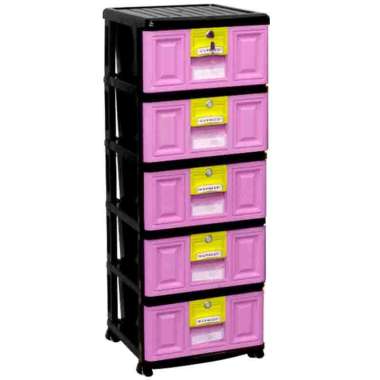 LEMARI PLASTIK LACI SUSUN 5/LEMARI PAKAIAN SSN 5 5/LACI NAPOLY STB 500 PINK