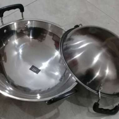 Penggorengan-Kuali-Wajan stainless steel 555 size 34cm ORI 100% Multicolor