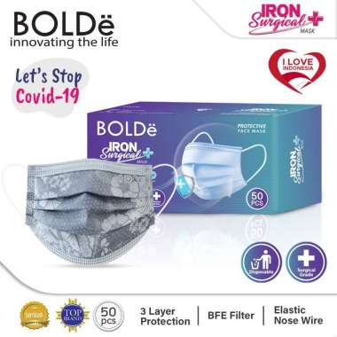 BOLDE Masker Batik Iron Mask 3Ply isi 50 GREY