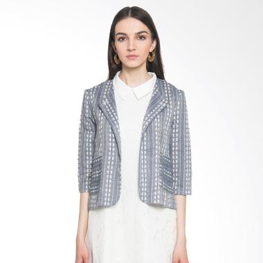 Minimal Fleur Dobby Denim Jacket Wanita - Blue