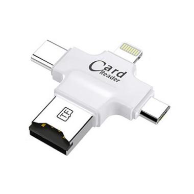 iDragon 4in1 Card Reader with Lightning/Micro USB/Type-C/TF - Putih