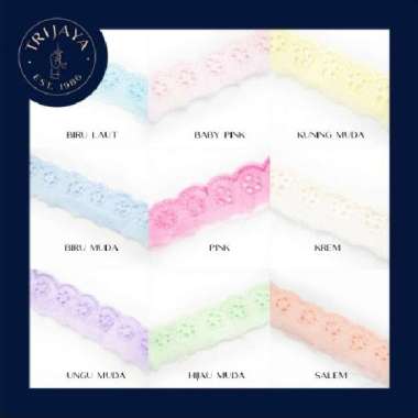 Trijaya Renda Katun Lobang / Lubang 5 Lima Bunga - Kecil (3 cm) Hiijau Tosca Tua Per Meter