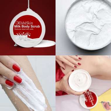 ElsheSkin Milk Body Scrub - Lulur Penghilang Bintik Hitam / Bekas Luka Dibadan - Lulur Pencerah Kuli