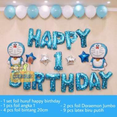 Paket Dekorasi Balon Ulang Tahun / Happy Birthday Tema Doraemon 04