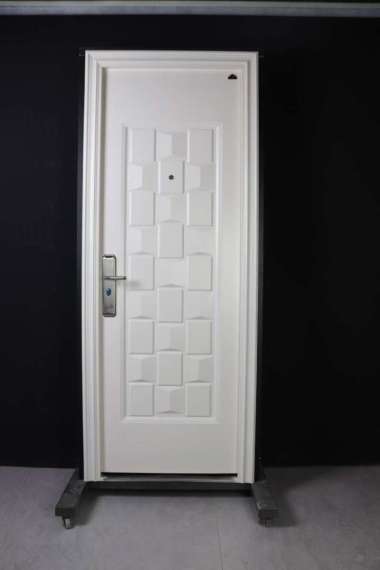 Pintu Baja Fortress JBS Prime Kamar Utama Rumah Motif Kotak Balok Rubik Putih