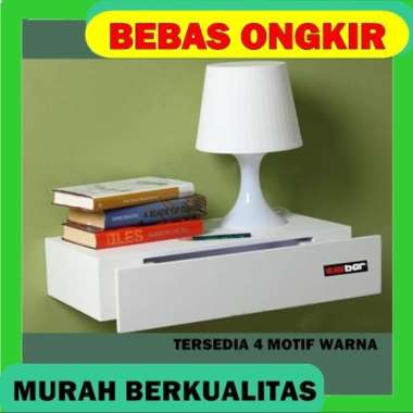 Rak Dinding Ambalan Melayang Model Laci Ukuran 40x20x5.5Cm Merk kinbar Putih