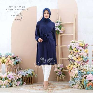 vSamantha - Tunik Rayon Crinkle Premium Lesty Navy