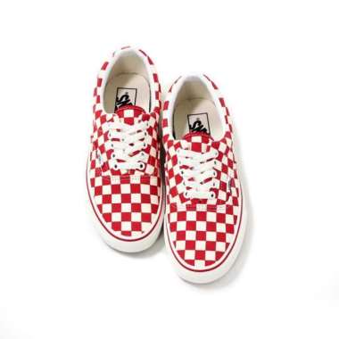 red checkerboard vans