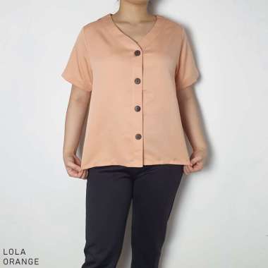 Evercloth Lola Top Standar - Atasan Wanita Blouse Wanita Baju Lengan Pendek Wanita ORANGE