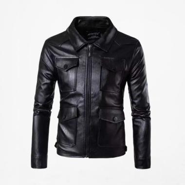 Eksklusif Kulit Domba Asli Jaket Pria - Hitam