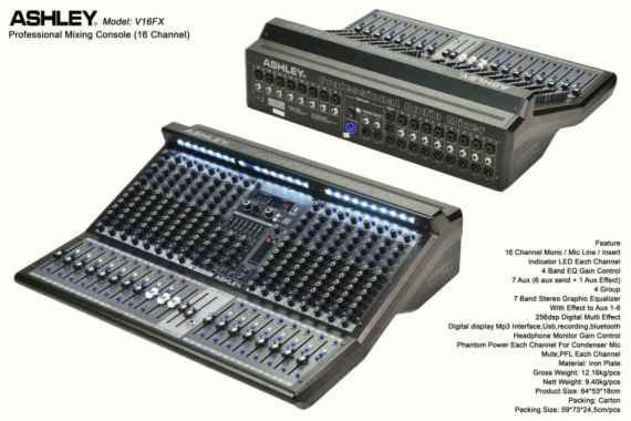 Mixer Ashley V16FX ( 16 Channel ) ( ORIGINAL )