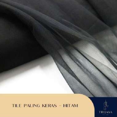 Trijaya Kain Tile Keras / Kaku / Kasar Tulle Hard Mesh Polos Hitam Per Roll
