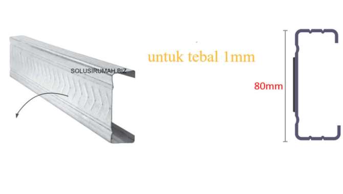 CNP Galvalum lebar 80 mm tebal 1mm panjang per10cm Kanal Baja Ringan