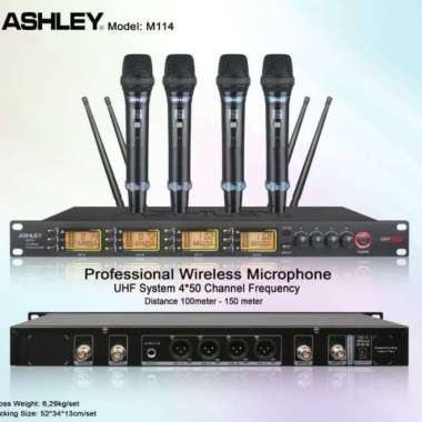 Mic Wireless Ashley M114 ( 4bh mic pegang ) ( ORIGINAL )