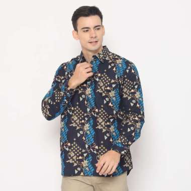 Platini Batik Pria Lengan Panjang Katun Navy 460520 XL