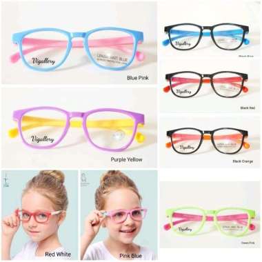 KACAMATA ANAK ANTIRADIASI KOMPUTER DAN HP - ANTI RADIASI BLUERAY KT 253 SUPER LENTUR merah putih