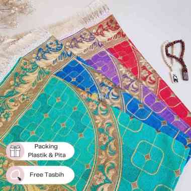 [AM] SOUVENIR SAJADAH PREMIUM BENANG EMAS FREE TASBIH KAYU TAHLIL KADO PERNIKAHAN OLEH OLEH TURKI TU