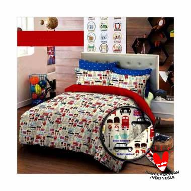 Ellenov Motif Star London Boy Katun Lokal Premium Set Sprei