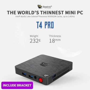 Beelink T4 Pro Mini PC Intel celeron N3350 4/64GB Dual 4K Windows 10 hitam