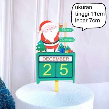 cake topper bahan acrylic akrilik hiasan kue dan nasi tumpeng tema motif merry christmas selamat har