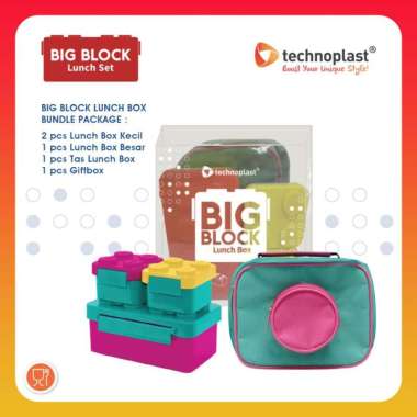Technoplast Big Block Lunch Box with Lunch Bag - Green