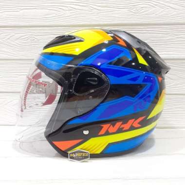 HELM NHK R6 MOTIF STARCO BLACK YELLOW BLUE HALF FACE NHK R6 MOTIF M