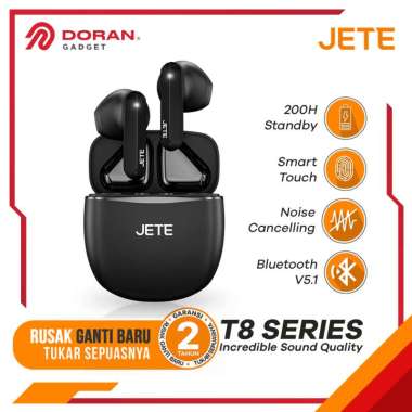 TWS Earbuds Headset Bluetooth JETE T8 - Garansi 2 Tahun BLACK