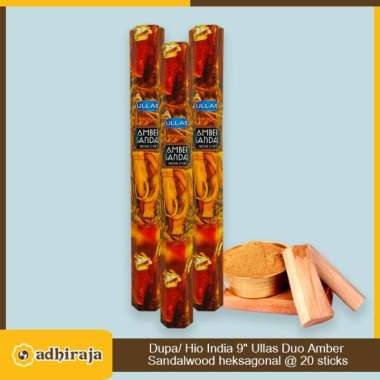 Dupa Hio India Wangi Duo Amber Sandalwood Ullas Heksagon 9" @20 sticks