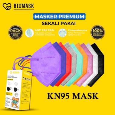 BIOMASK - Masker KN95 5 PLY - 20 Pcs BISA PILIH WARNA YA - Hitam / Putih / Orange / Merah / Abu / Un