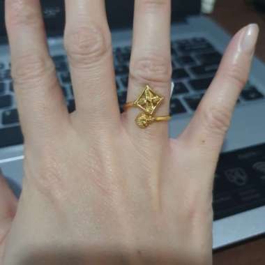 Cincin silang wanita model bunga elegant emas asli kadar 700 emas asli