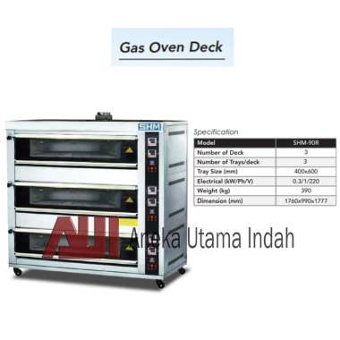 SHM SHM-90R Gas Baking Oven Oven Gas Pemanggang Roti 3 Deck 9 Tray