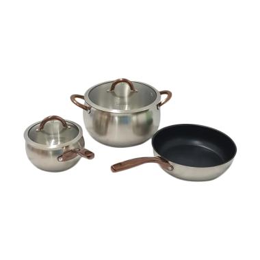 Nakami Stainless Induction Cookware Set Panci Silver