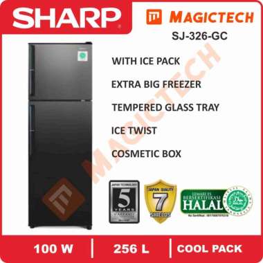 KULKAS 2 PINTU SHARP SJ 326 GC (256L) - SILVER