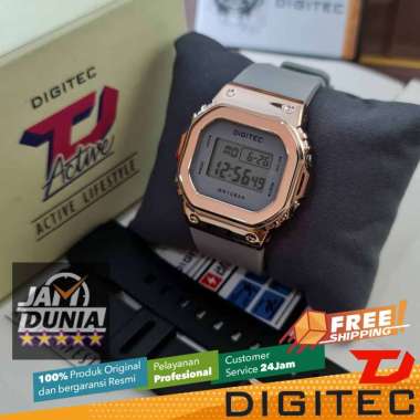 Jam Tangan Digital Unisex Digitec BDG-7054T, Diameter 3.8 cm, Tahan Air 10 BAR, Warna Silver Black