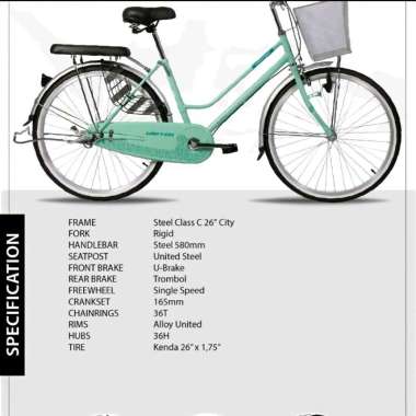 Sepeda Mini CTB Keranjang 26 Inch UNITED CLASS C New Steel Hi-Ten Green