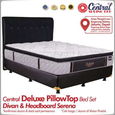springbed central deluxe pillow top - set divan headboard serena 160 x 200