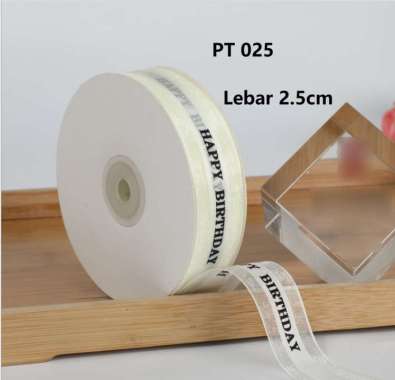 Pita Kado Happy Birthday Pita Lace Ulang Tahun Pita Kue Bunga 2.5cm 5 meter White