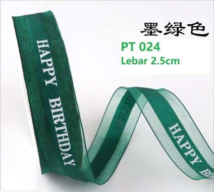 Pita Kado Happy Birthday Pita Lace Ulang Tahun Pita Kue Bunga 2.5cm 5 meter Green