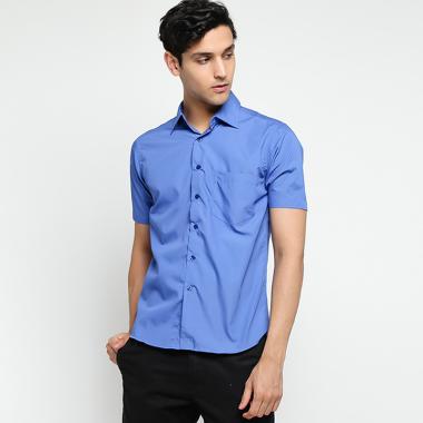 VM Slimfit Kemeja Lengan Pendek Pria M Biru