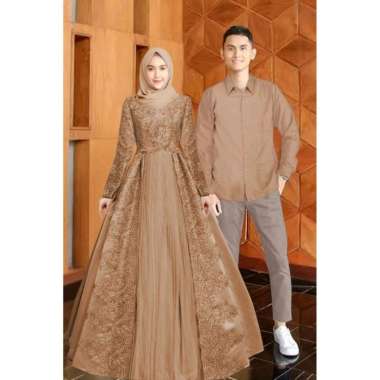 Baju Couple Terbaru Nurlela Brukat gamis pesta couple Gaun pesta gamis brukat baju brukat kemeja couple baju kondangan couple