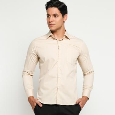 VM Panjang Polos Slimfit Kemeja Pria XL Khaki