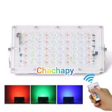 lampu sorot led RGB 50w 220v slim/ warna warni led sorot remote